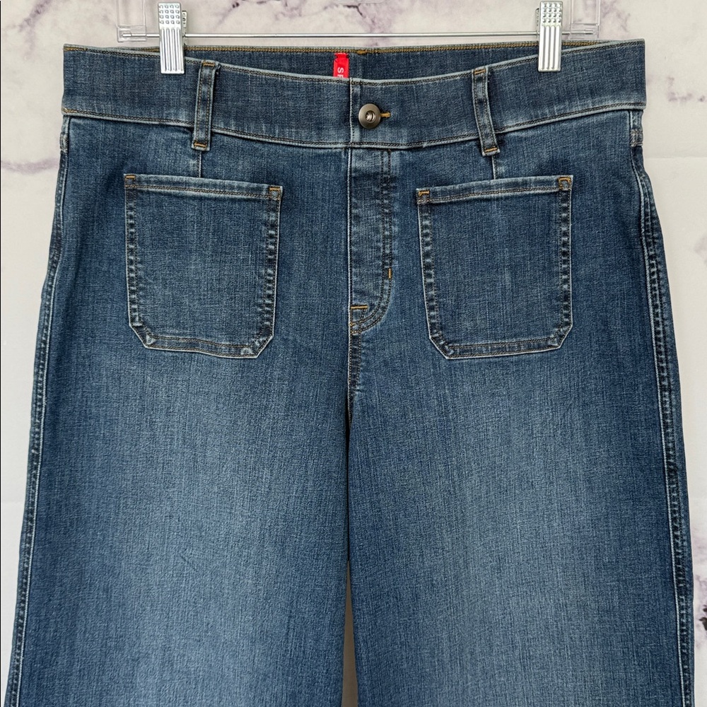 SPANX® Cropped Wide Leg Jeans in Stonewashed Blue Size XL - Picture 7 of 14